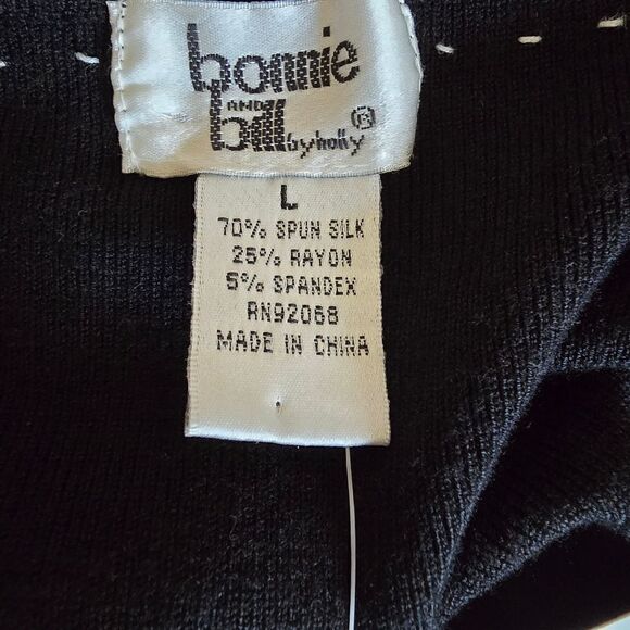 Bonnie and Bill by Holly Sweater Womens Large Black Cardigan Silk Blend Vintage - Picture 9 of 10